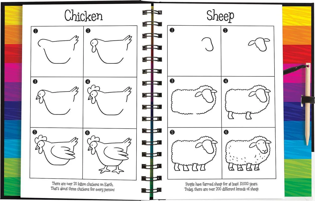 ■ Scratch and Draw Farm Animals