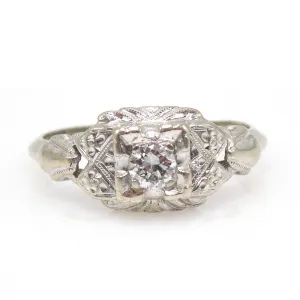 0.15ct Diamond and White Gold Engagement Ring from the 1920s