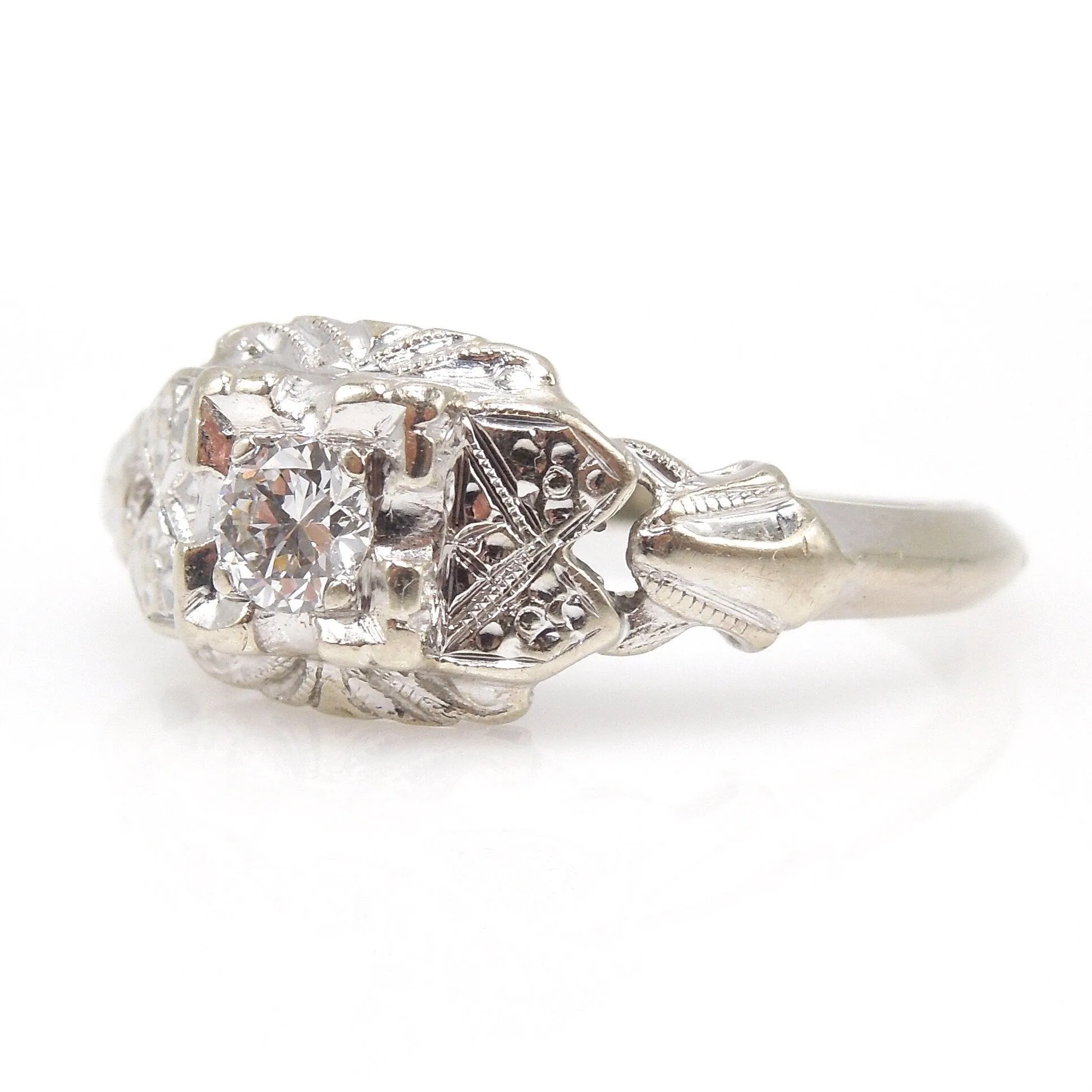 0.15ct Diamond and White Gold Engagement Ring from the 1920s