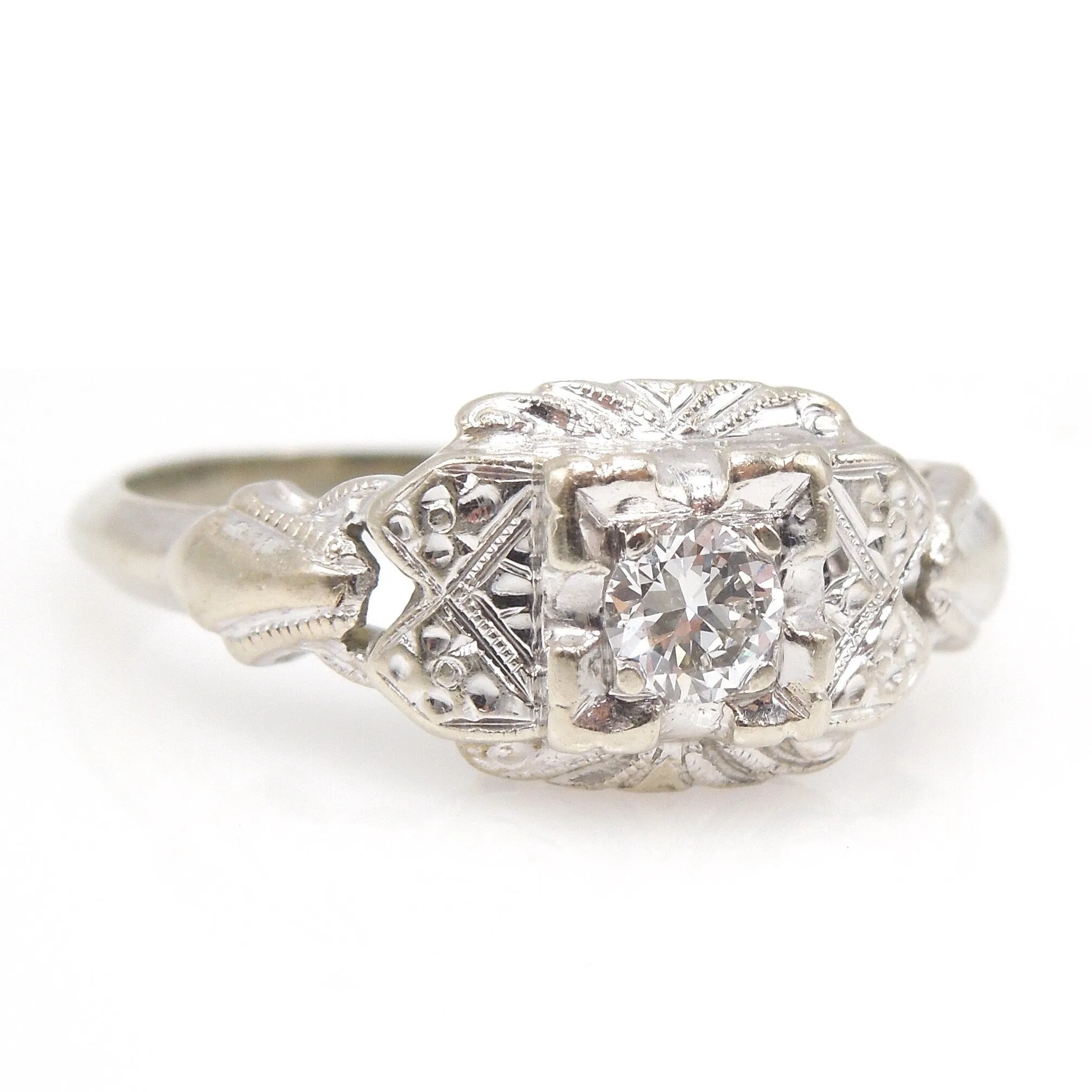 0.15ct Diamond and White Gold Engagement Ring from the 1920s