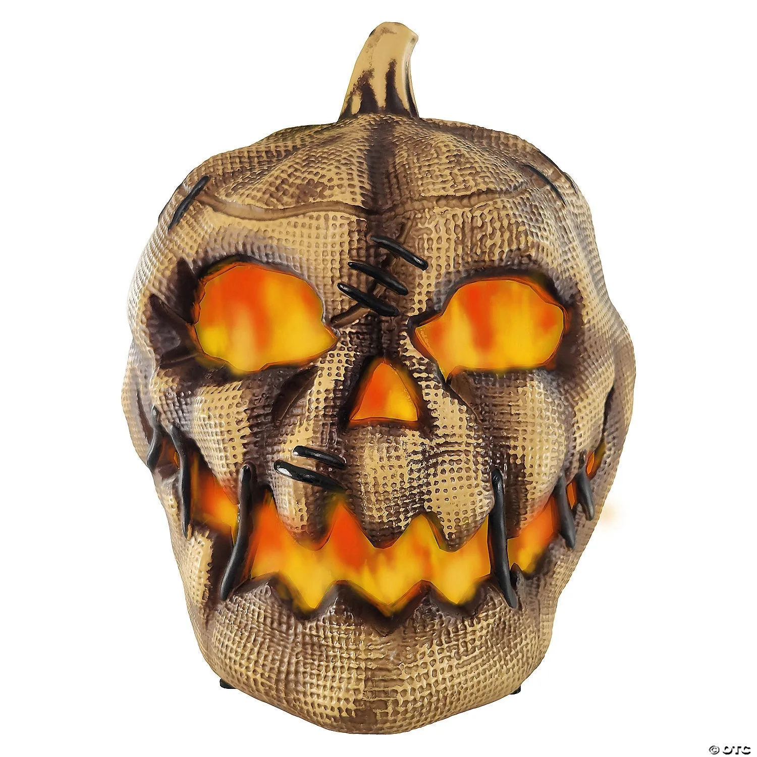 10" Animated Flaming Burlap Pumpkin