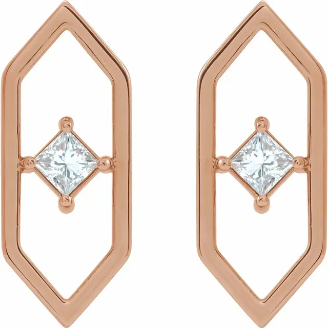 14K Rose 1/3 CTW Diamond Geometric Earrings