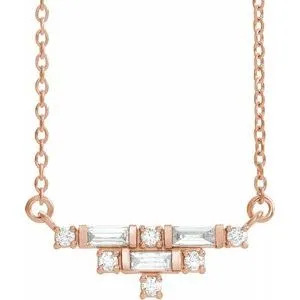 14K Rose 1/4 CTW Diamond Art Deco 18" Necklace