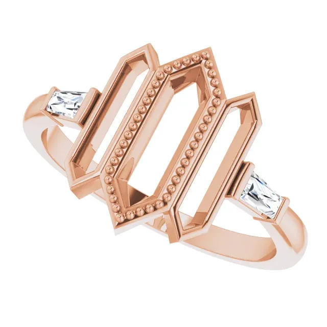 14K Rose 1/8 CTW Diamond Geometric Ring