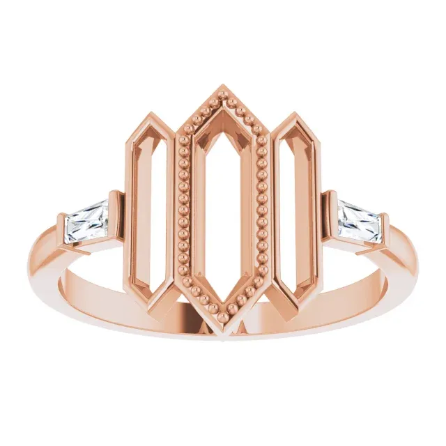 14K Rose 1/8 CTW Diamond Geometric Ring