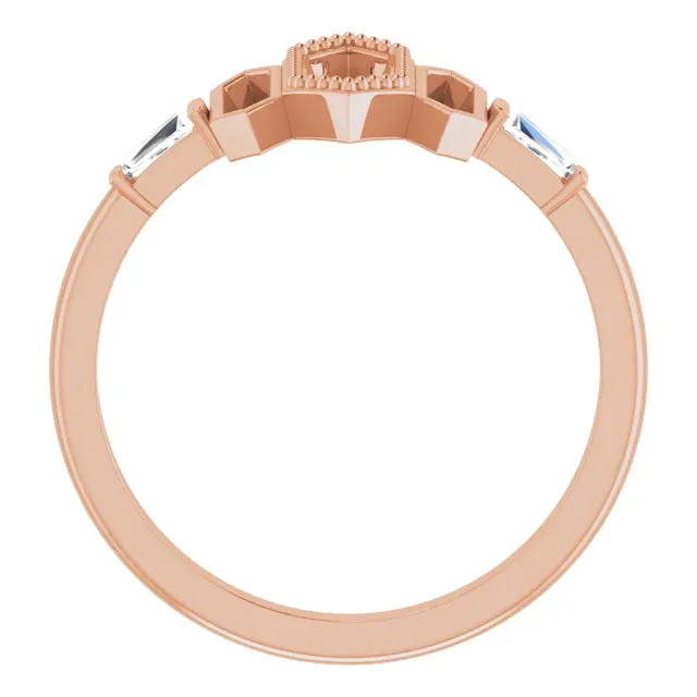 14K Rose 1/8 CTW Diamond Geometric Ring