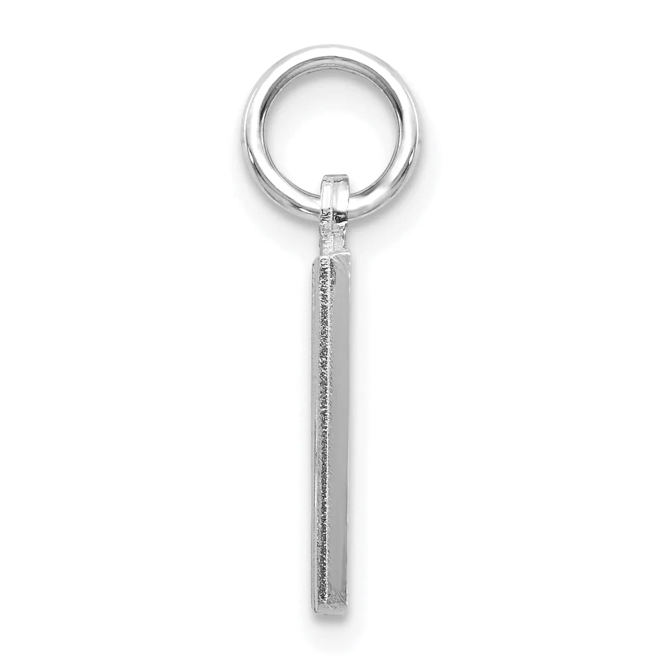 14k White Gold Satin Diamond Cut Finish Letter M Initial Pendant