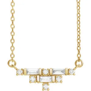 14K Yellow 1/4 CTW Diamond Art Deco 16" Necklace