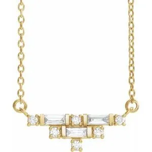 14K Yellow 1/4 CTW Diamond Art Deco 18" Necklace