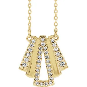 14K Yellow 1/5 CTW Diamond Art Deco 16" Necklace