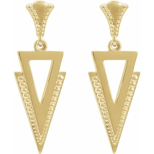 14K Yellow Geometric Dangle Earrings