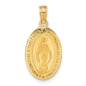 14k Yellow Gold Miraculous Medal Pendant