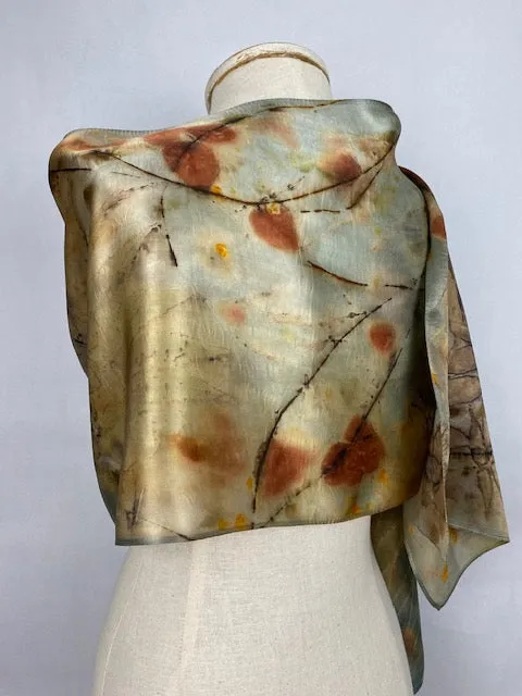 14" x 70" Eco Printed Silk Scarf