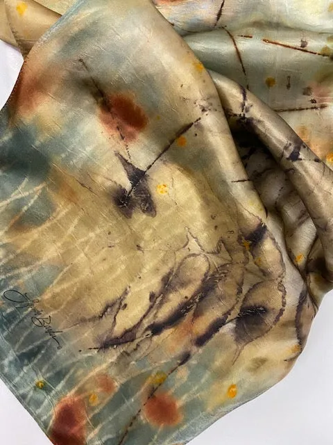 14" x 70" Eco Printed Silk Scarf