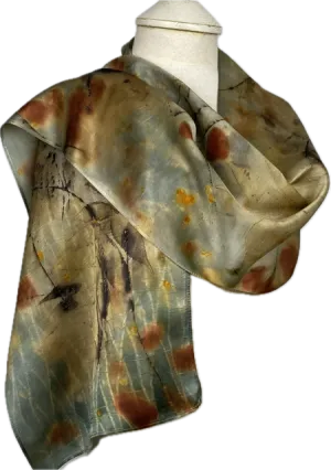 14" x 70" Eco Printed Silk Scarf