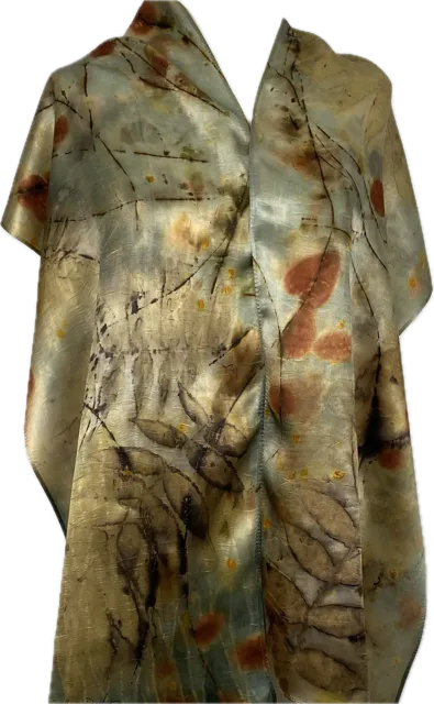 14" x 70" Eco Printed Silk Scarf