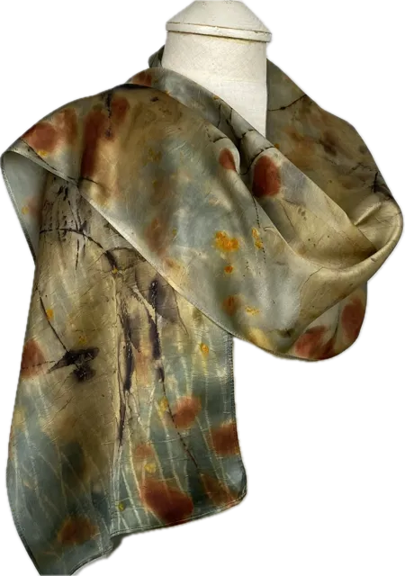 14" x 70" Eco Printed Silk Scarf