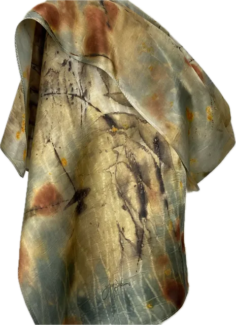 14" x 70" Eco Printed Silk Scarf