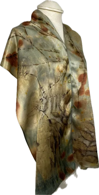 14" x 70" Eco Printed Silk Scarf