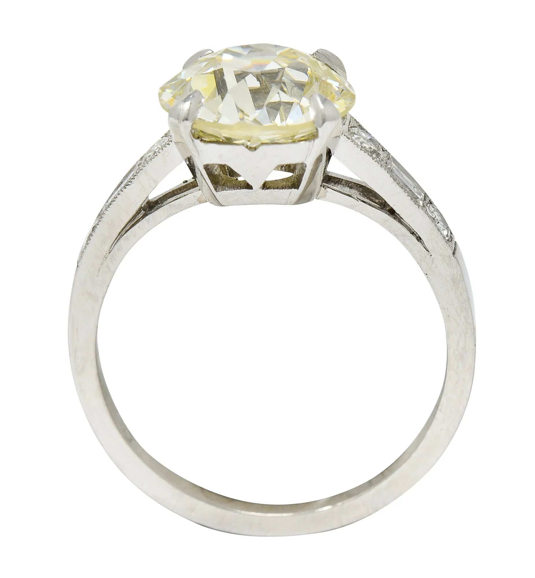 1930's Art Deco 3.20 CTW Diamond Platinum Engagement Ring GIA