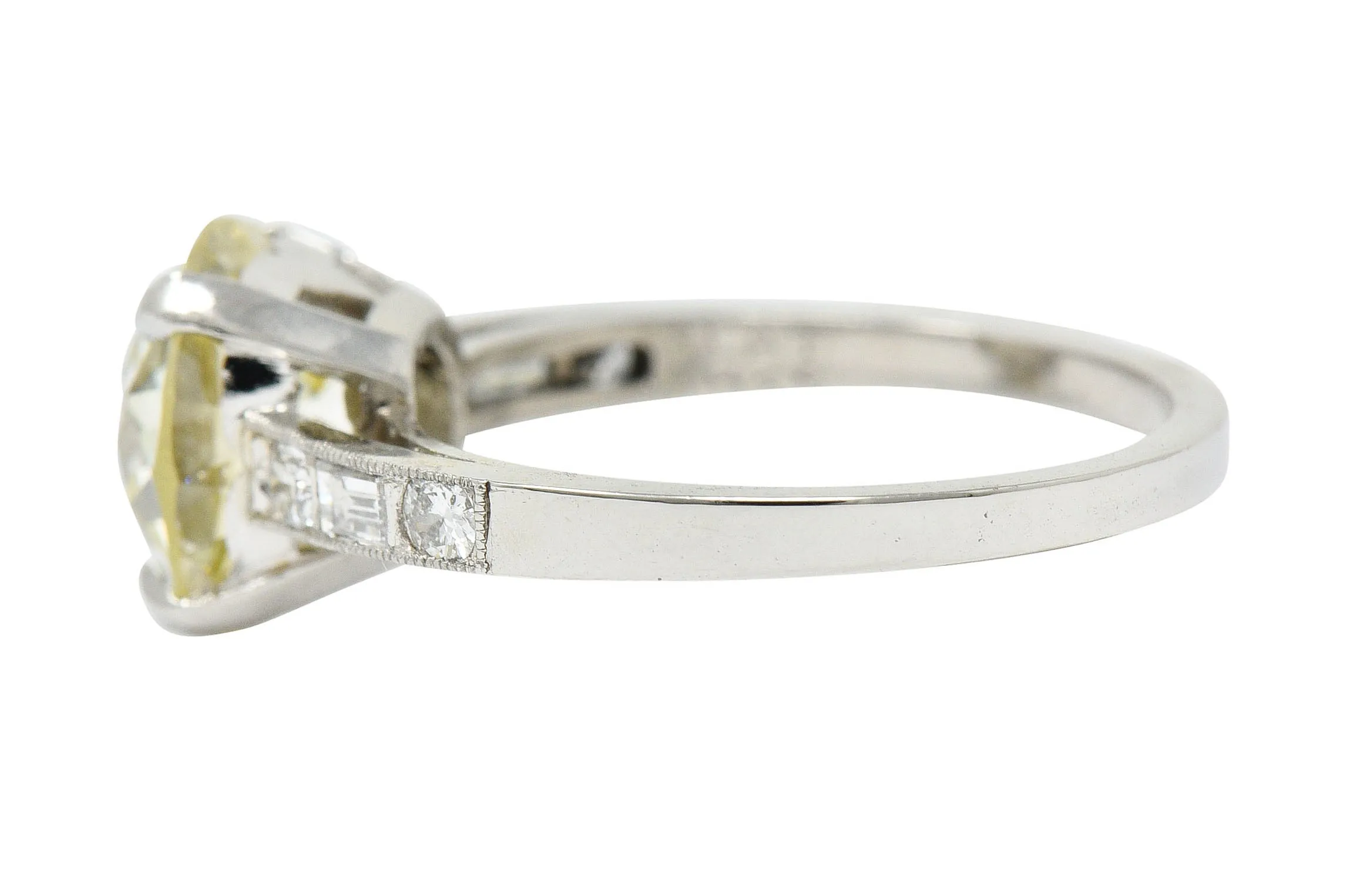 1930's Art Deco 3.20 CTW Diamond Platinum Engagement Ring GIA