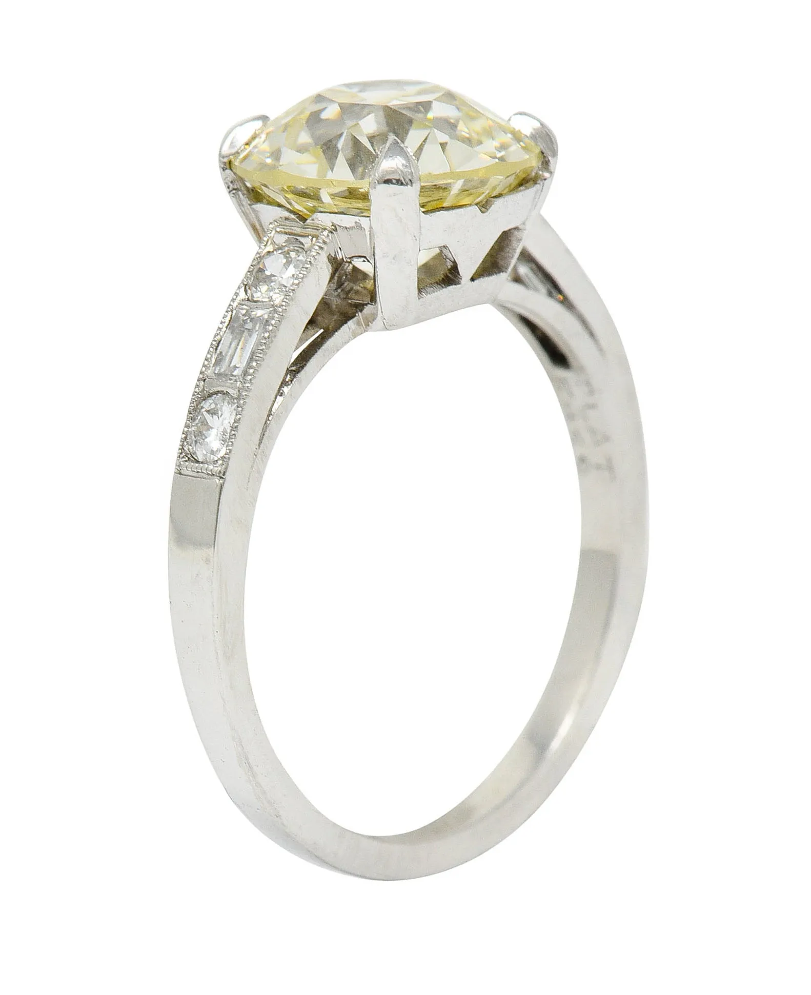 1930's Art Deco 3.20 CTW Diamond Platinum Engagement Ring GIA