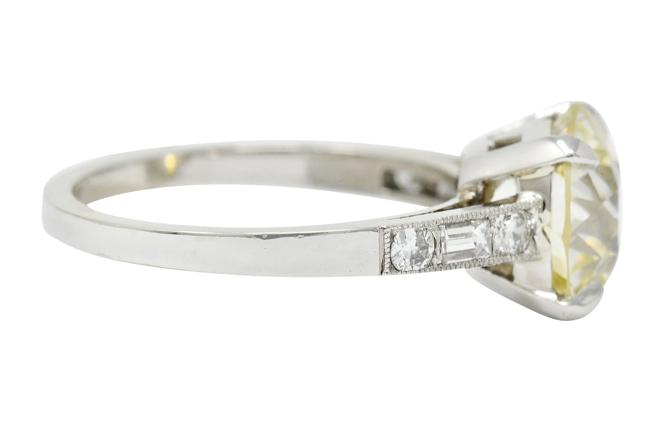 1930's Art Deco 3.20 CTW Diamond Platinum Engagement Ring GIA