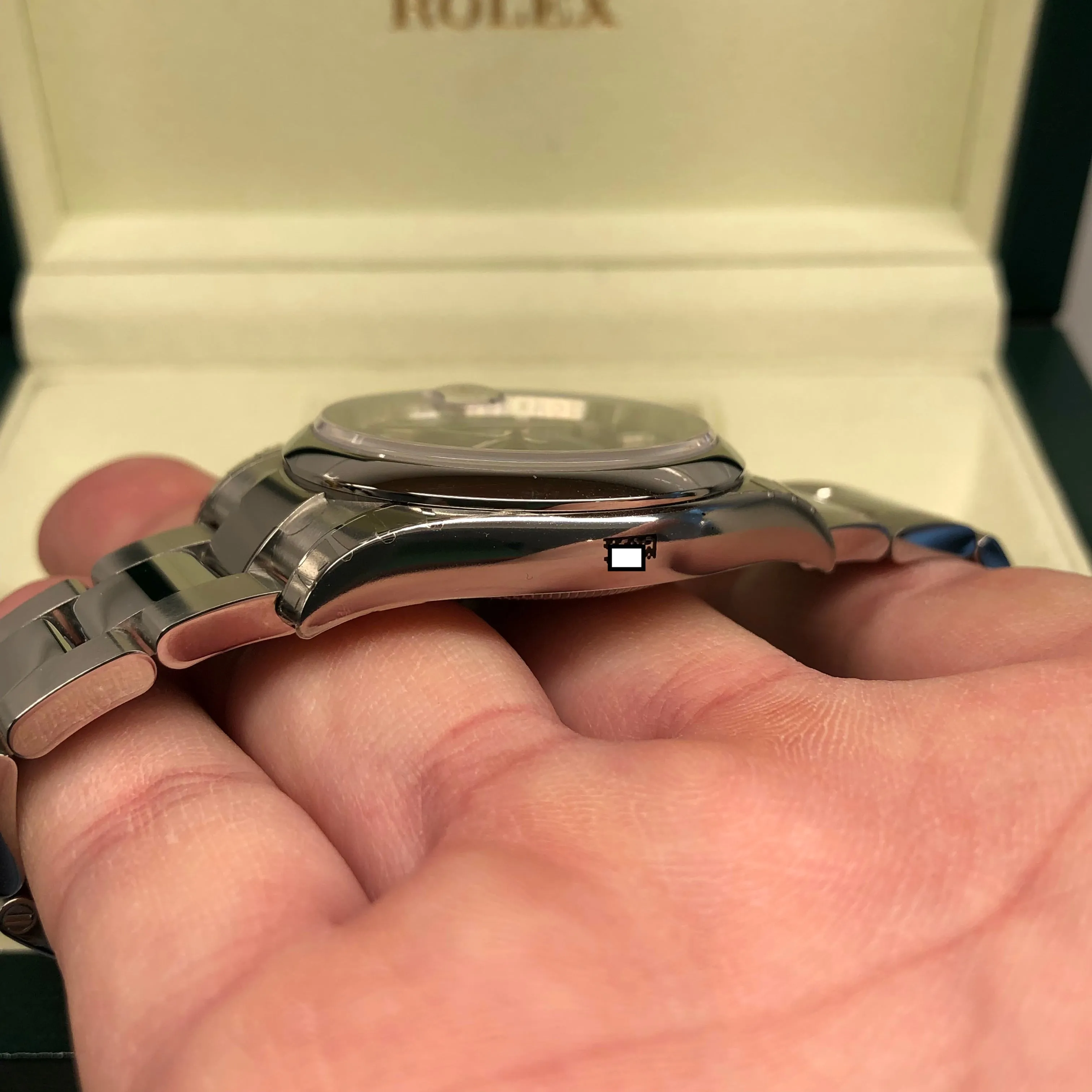 2014 Rolex Datejust 116200 Blue Oyster 36mm Smooth Bezel Wristwatch with Box and Papers Unworn Factory Wrapped