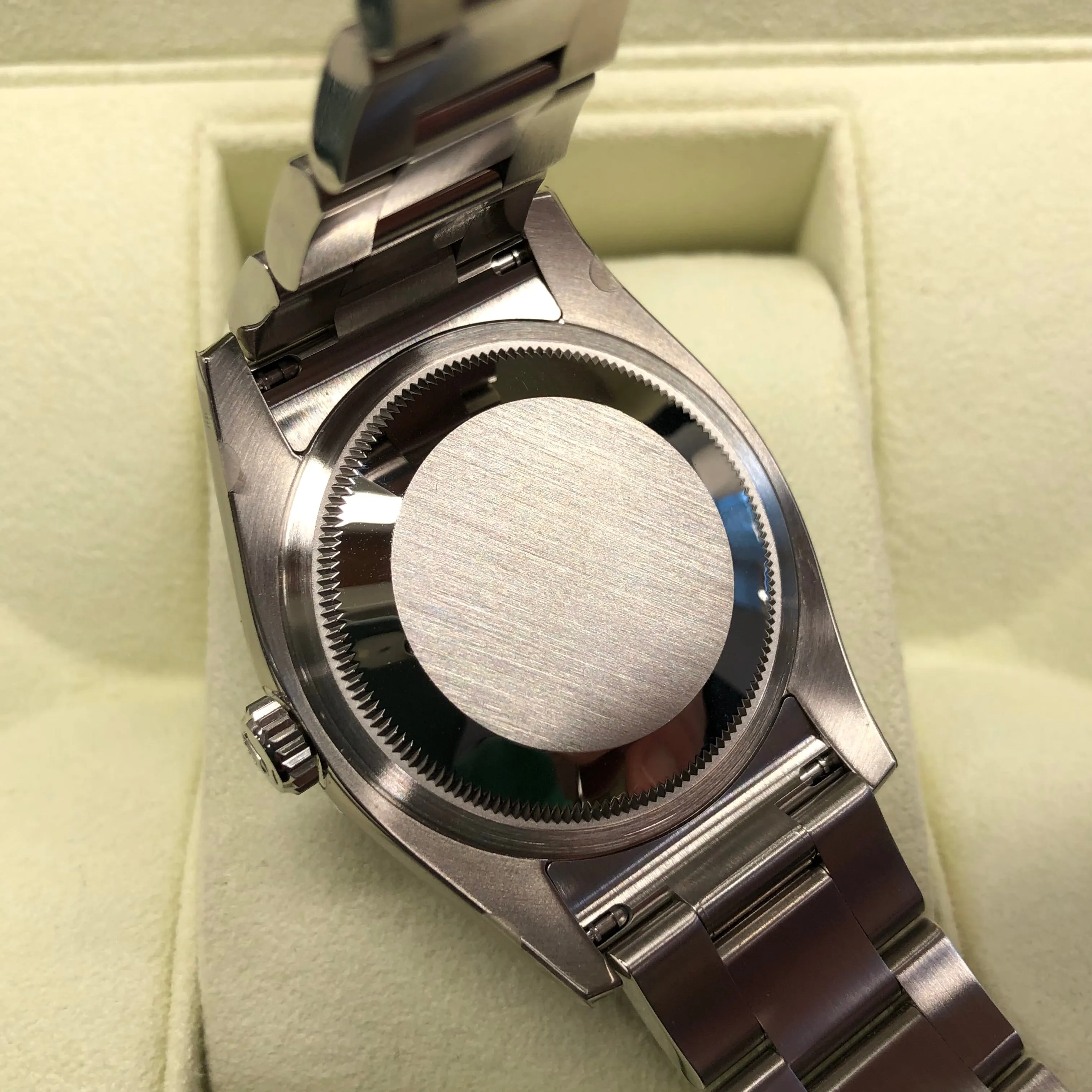2014 Rolex Datejust 116200 Blue Oyster 36mm Smooth Bezel Wristwatch with Box and Papers Unworn Factory Wrapped