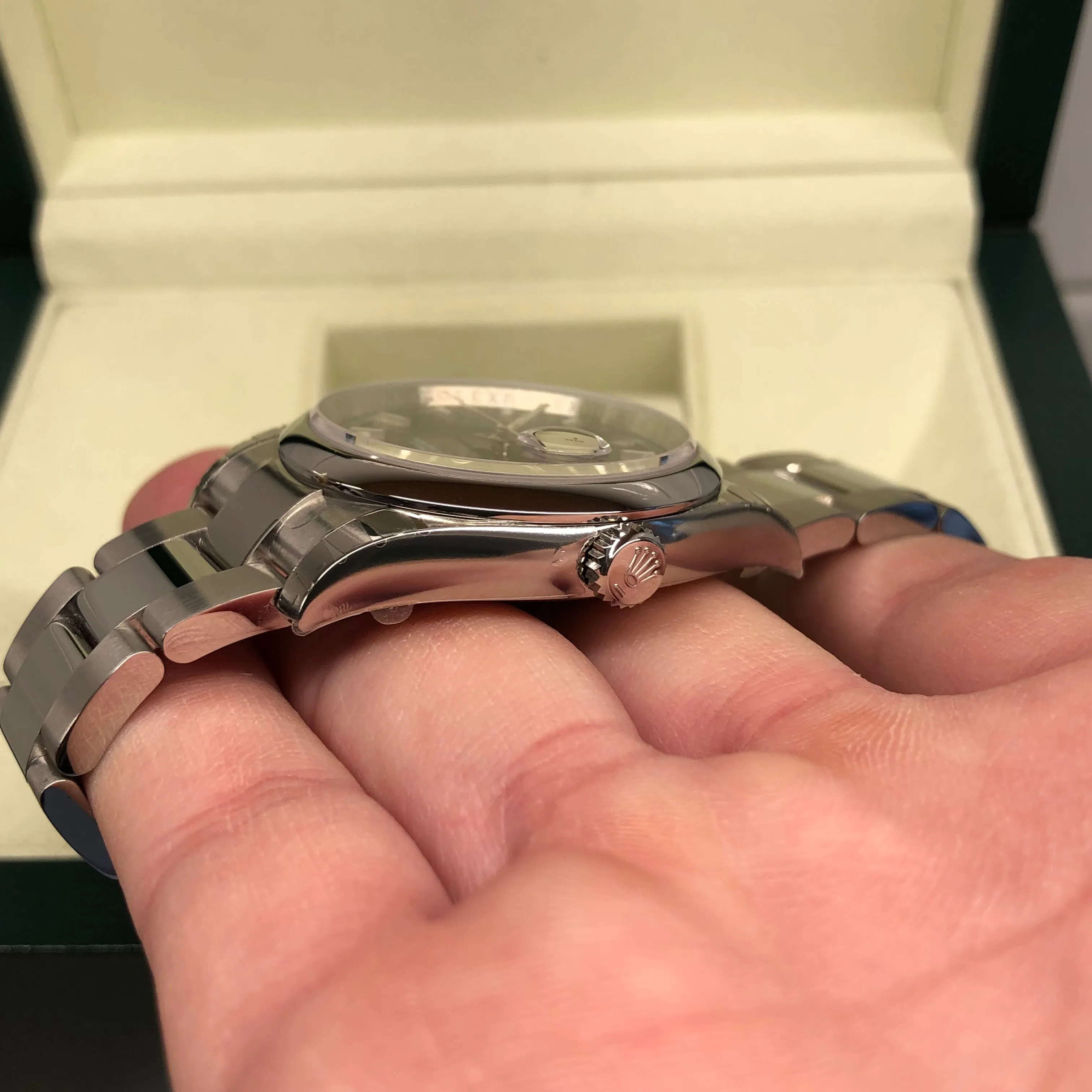 2014 Rolex Datejust 116200 Blue Oyster 36mm Smooth Bezel Wristwatch with Box and Papers Unworn Factory Wrapped