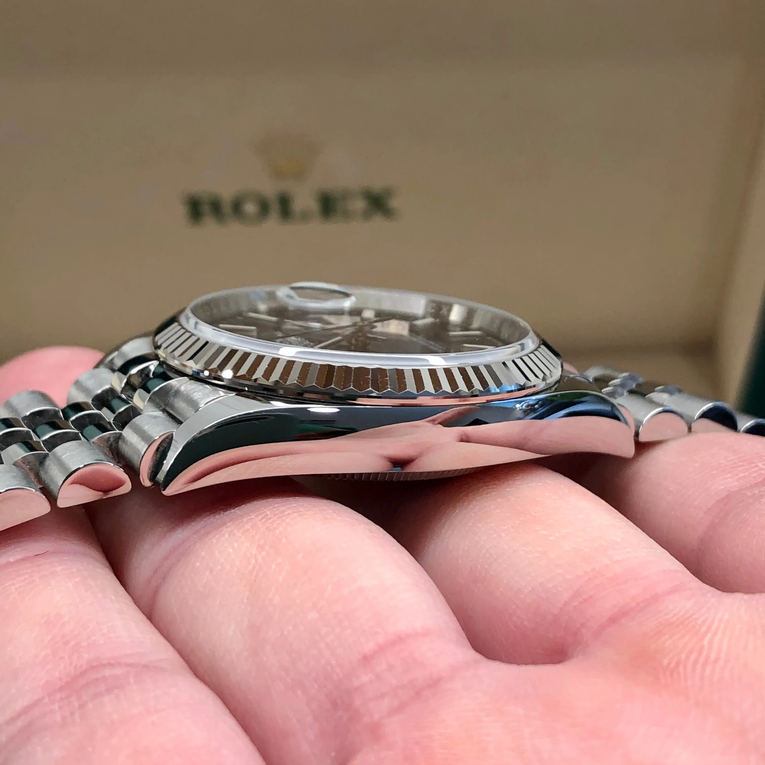 2021 Rolex Datejust 126234 Blue Jubilee 36mm Fluted Bezel Wristwatch with Box and Papers