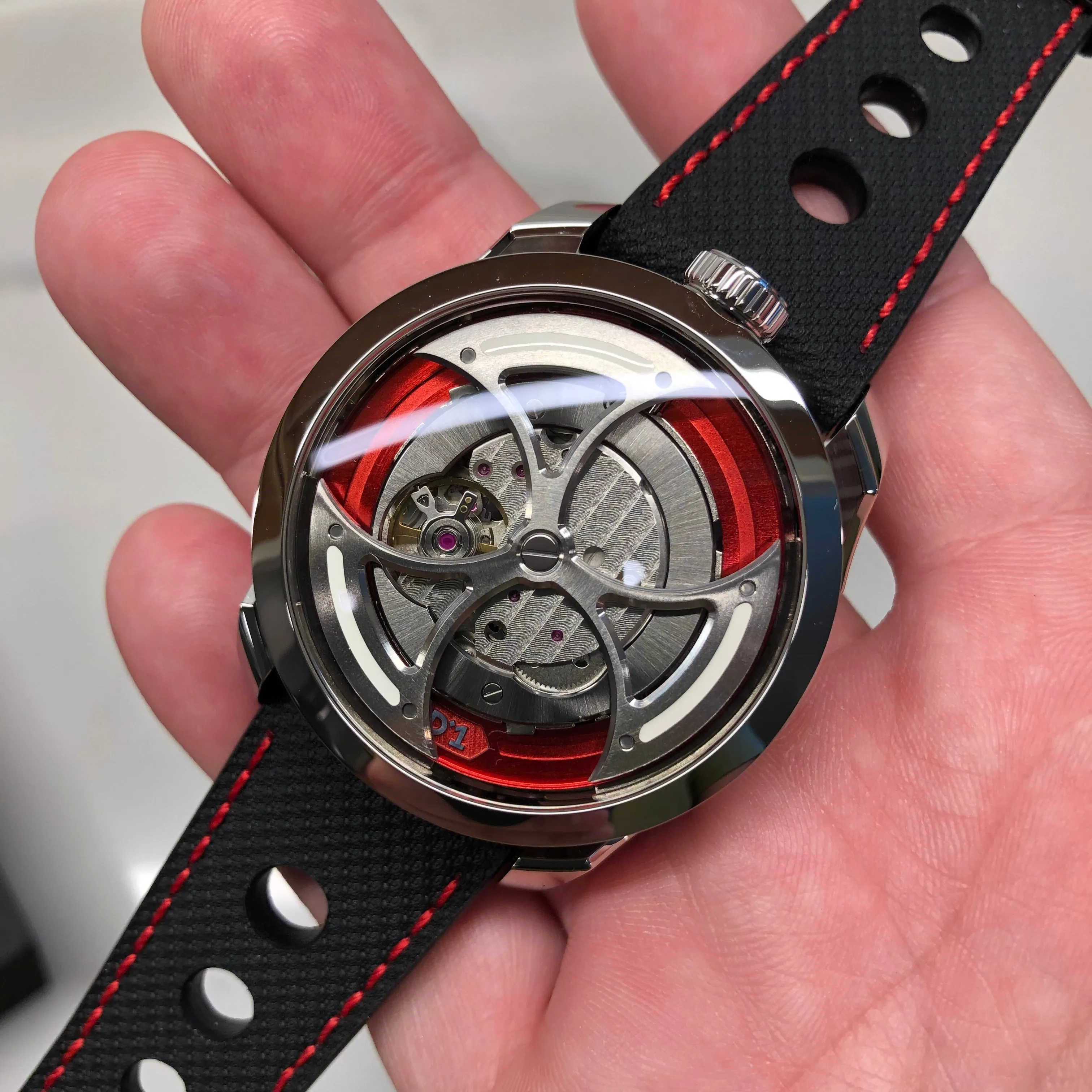 2022 MB&F M.A.D Edition MAD 1 RED 42mm Skeleton Stainless Steel Automatic Wristwatch Unworn
