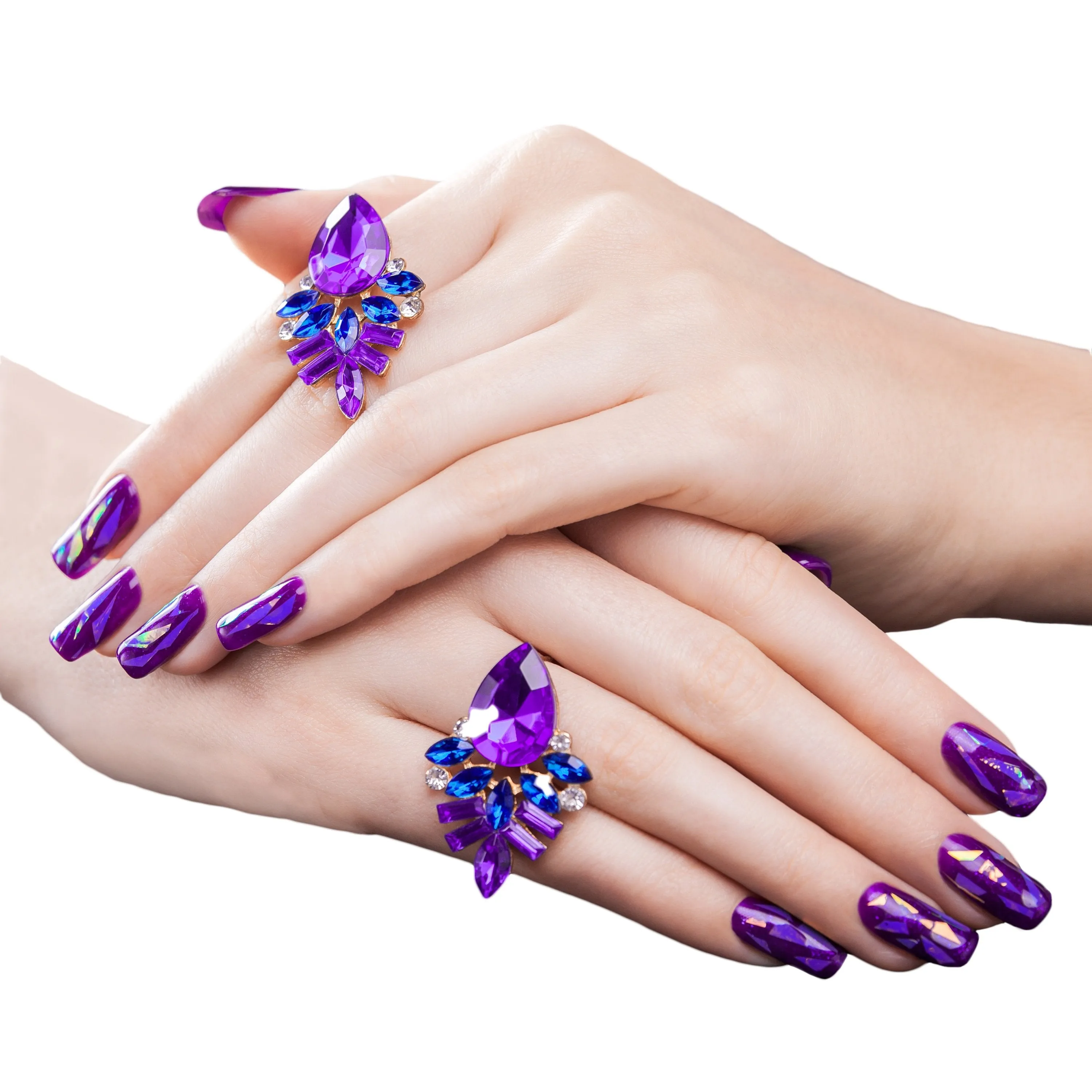 24 Pieces Thin Iridescent Cellophane, Holographic Shattered Broken-Glass Nail Art Decorations