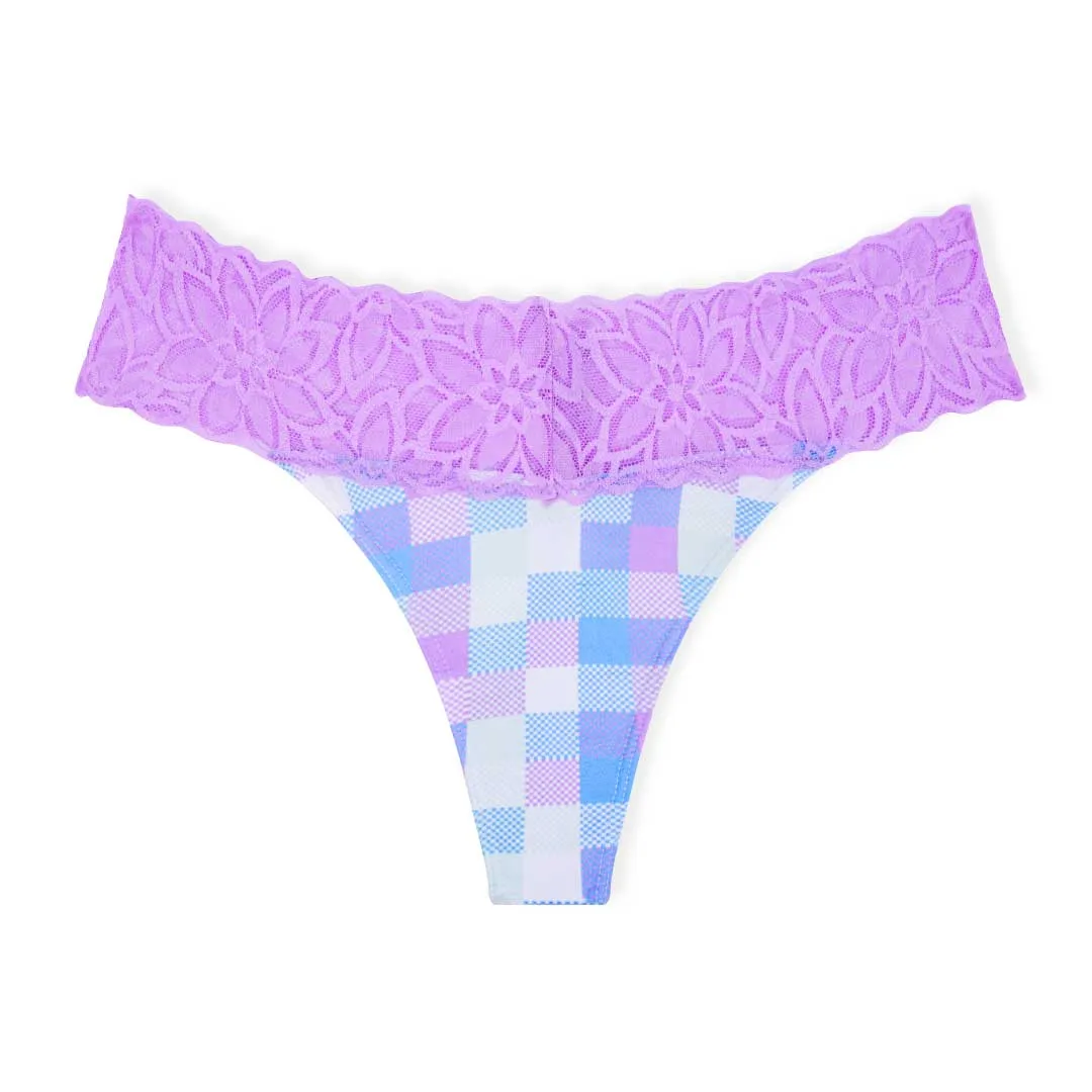 5 Pack Microfiber with Lace Thongs