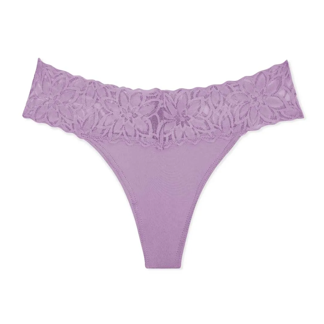 5 Pack Microfiber with Lace Thongs