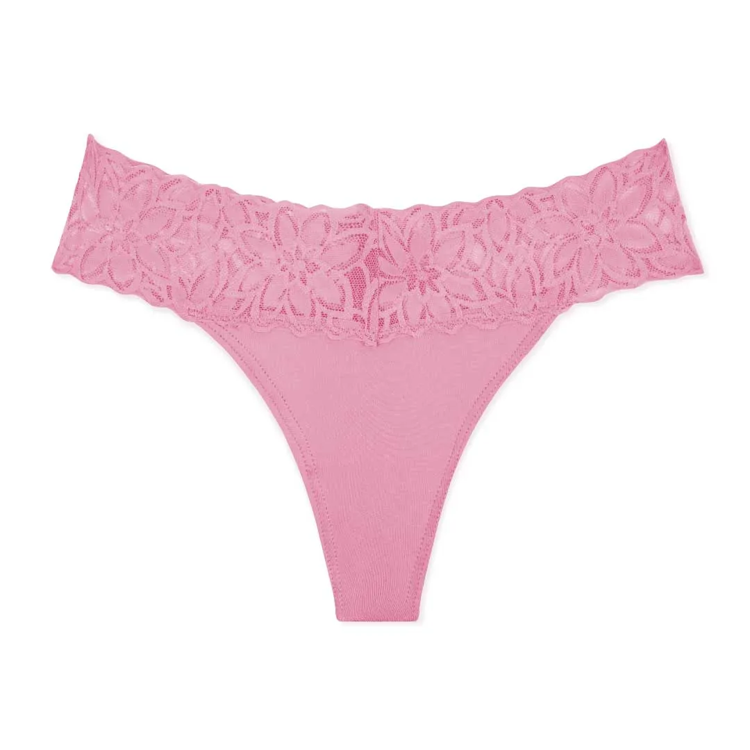 5 Pack Microfiber with Lace Thongs