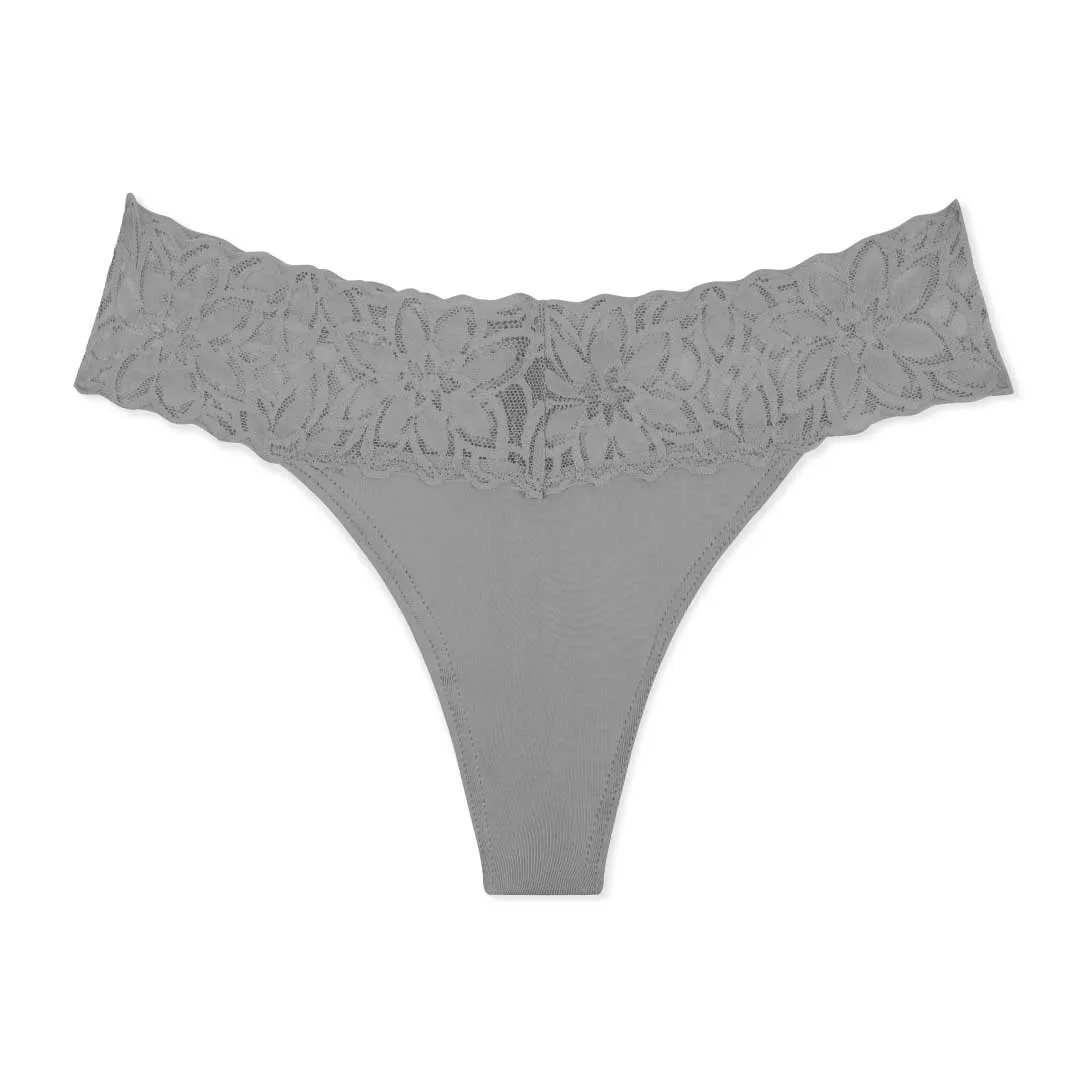 5 Pack Microfiber with Lace Thongs