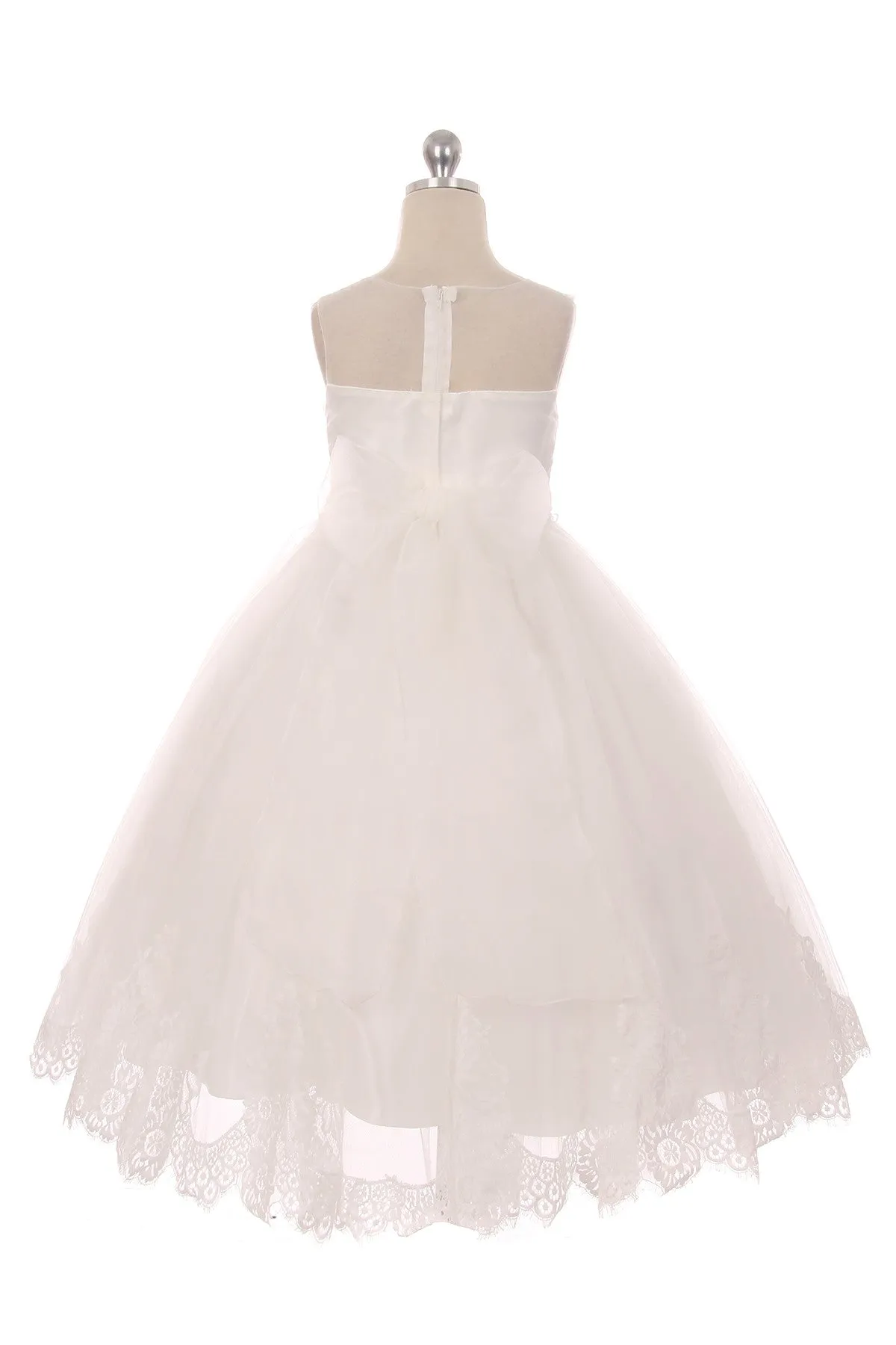 7007- Lace Applique Illusion Bateau Dress