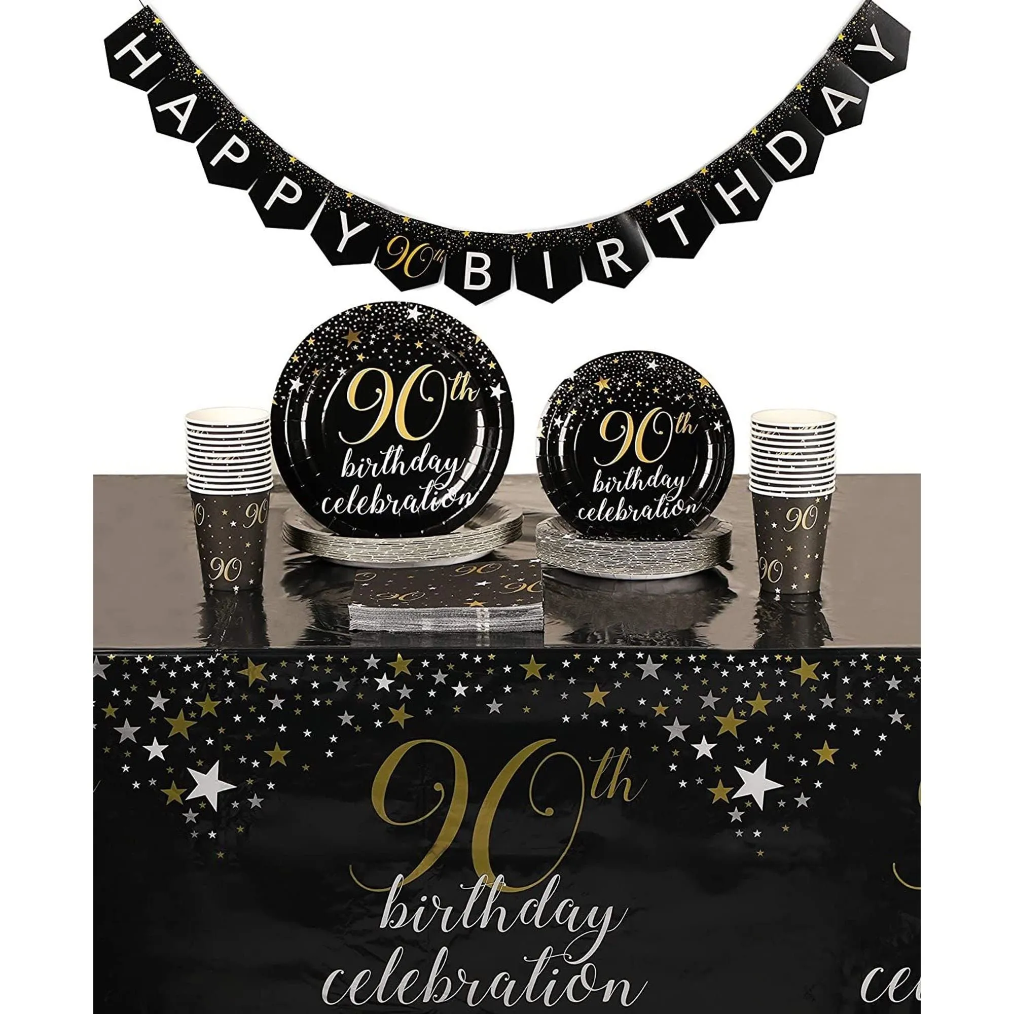 90th Birthday Party Decorations Includes Paper Plates Cups Napkins