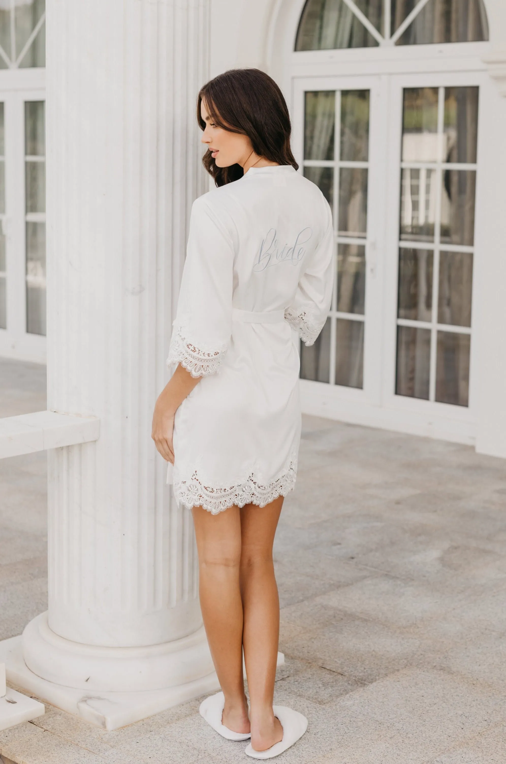 Alessandra Lace Trim Satin Robe