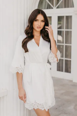Alessandra Lace Trim Satin Robe