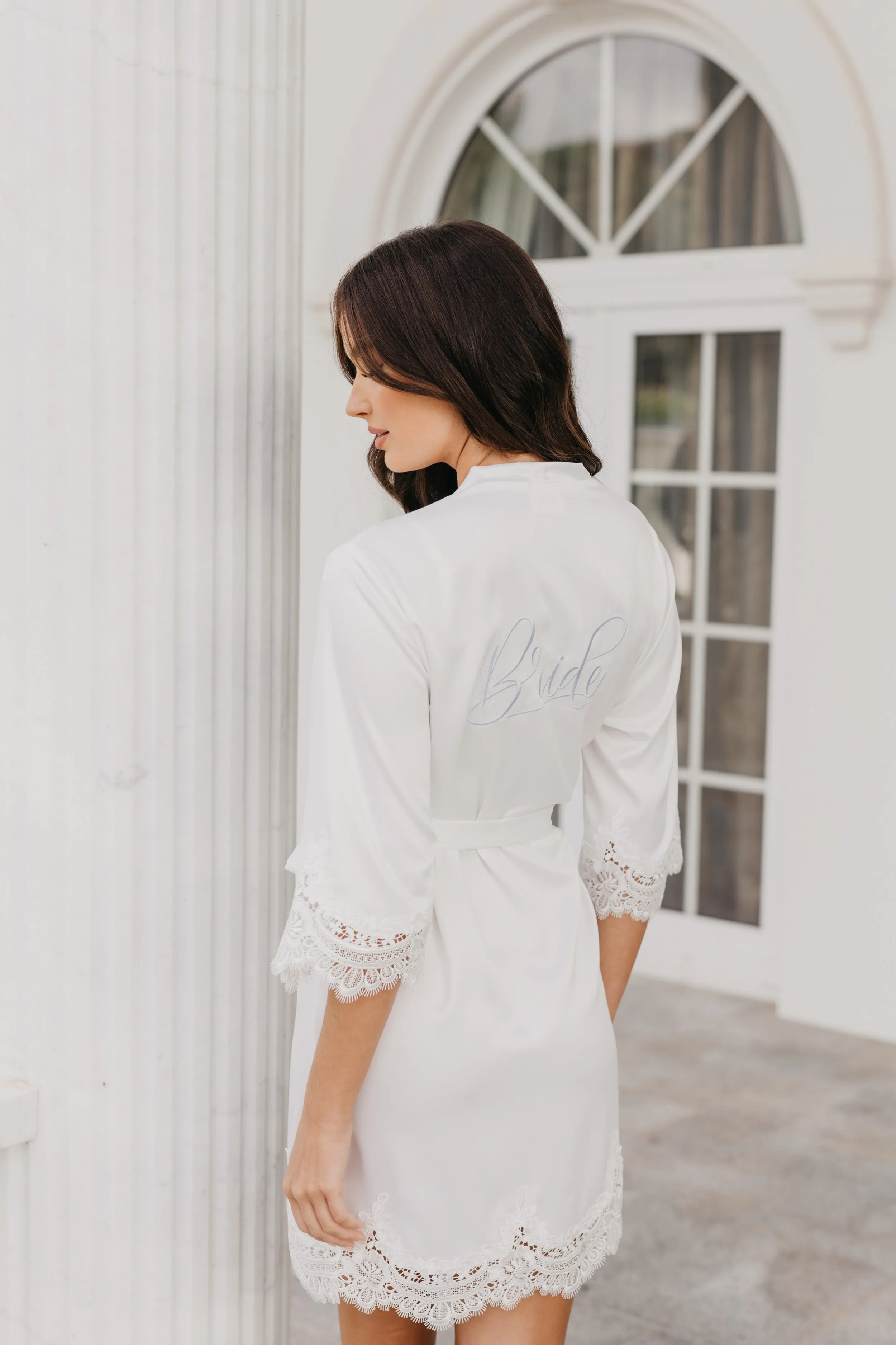 Alessandra Lace Trim Satin Robe