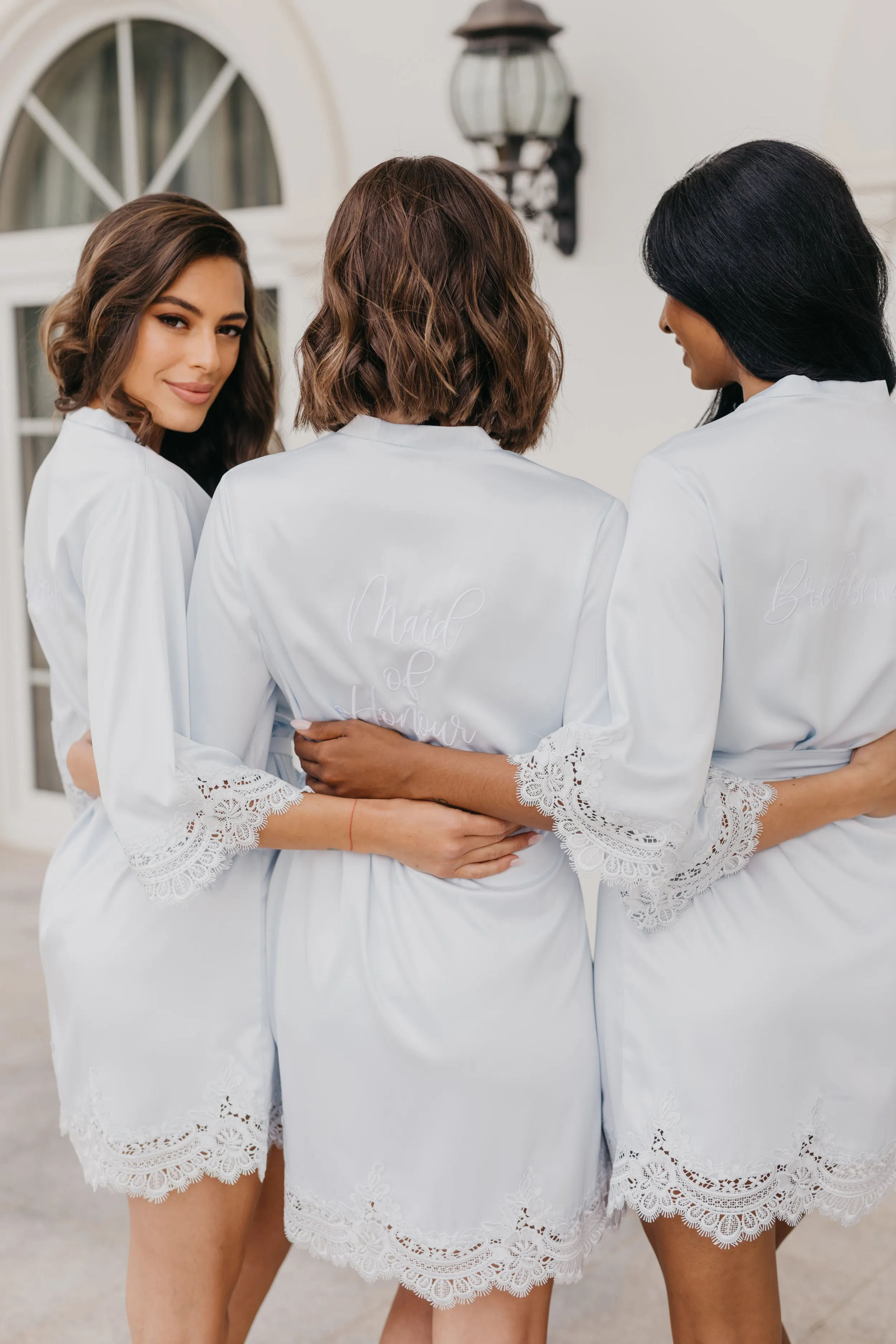 Alessandra Lace Trim Satin Robe