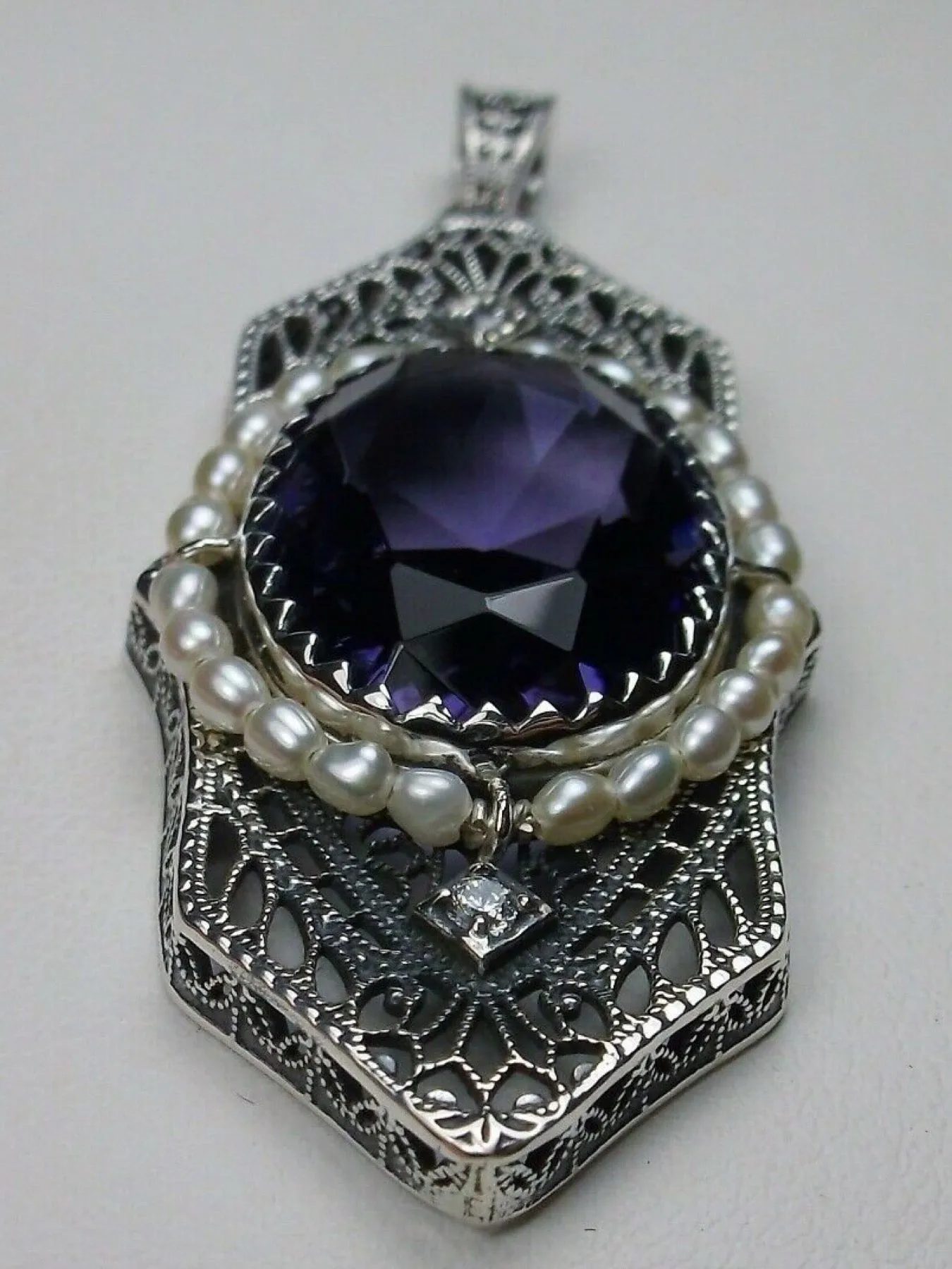 Amethyst Pendant, Art Deco 1930's Jewelry #P156