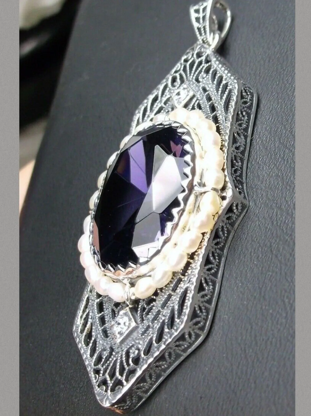 Amethyst Pendant, Art Deco 1930's Jewelry #P156