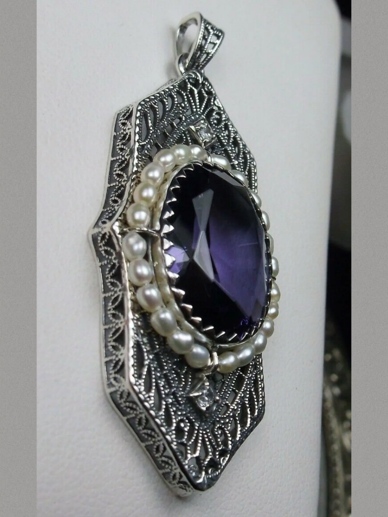 Amethyst Pendant, Art Deco 1930's Jewelry #P156