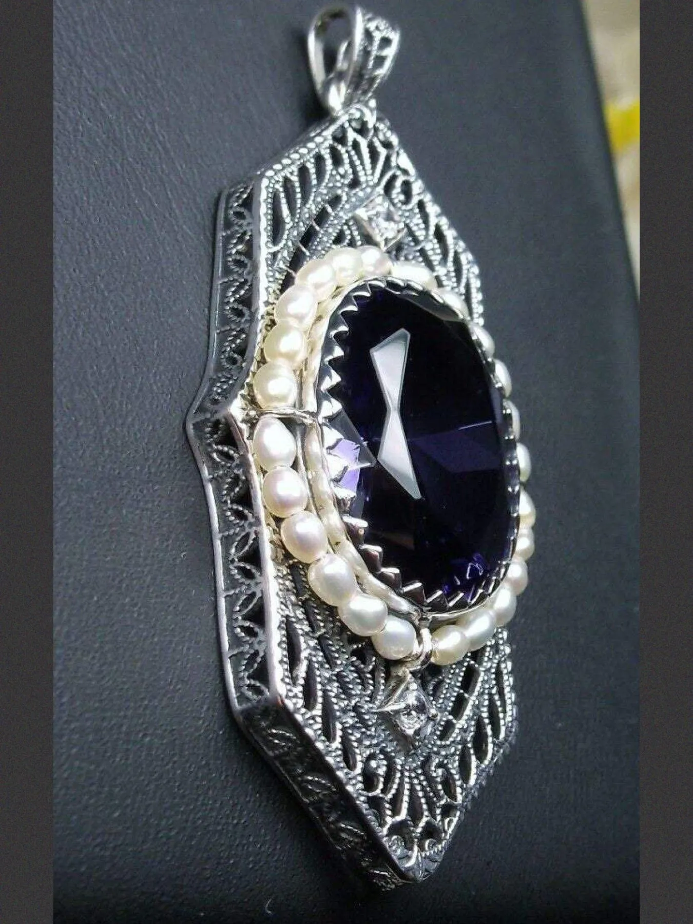 Amethyst Pendant, Art Deco 1930's Jewelry #P156