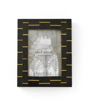 Andhera Dash 5x7 Black Picture Frame - Carved Horn, Brass