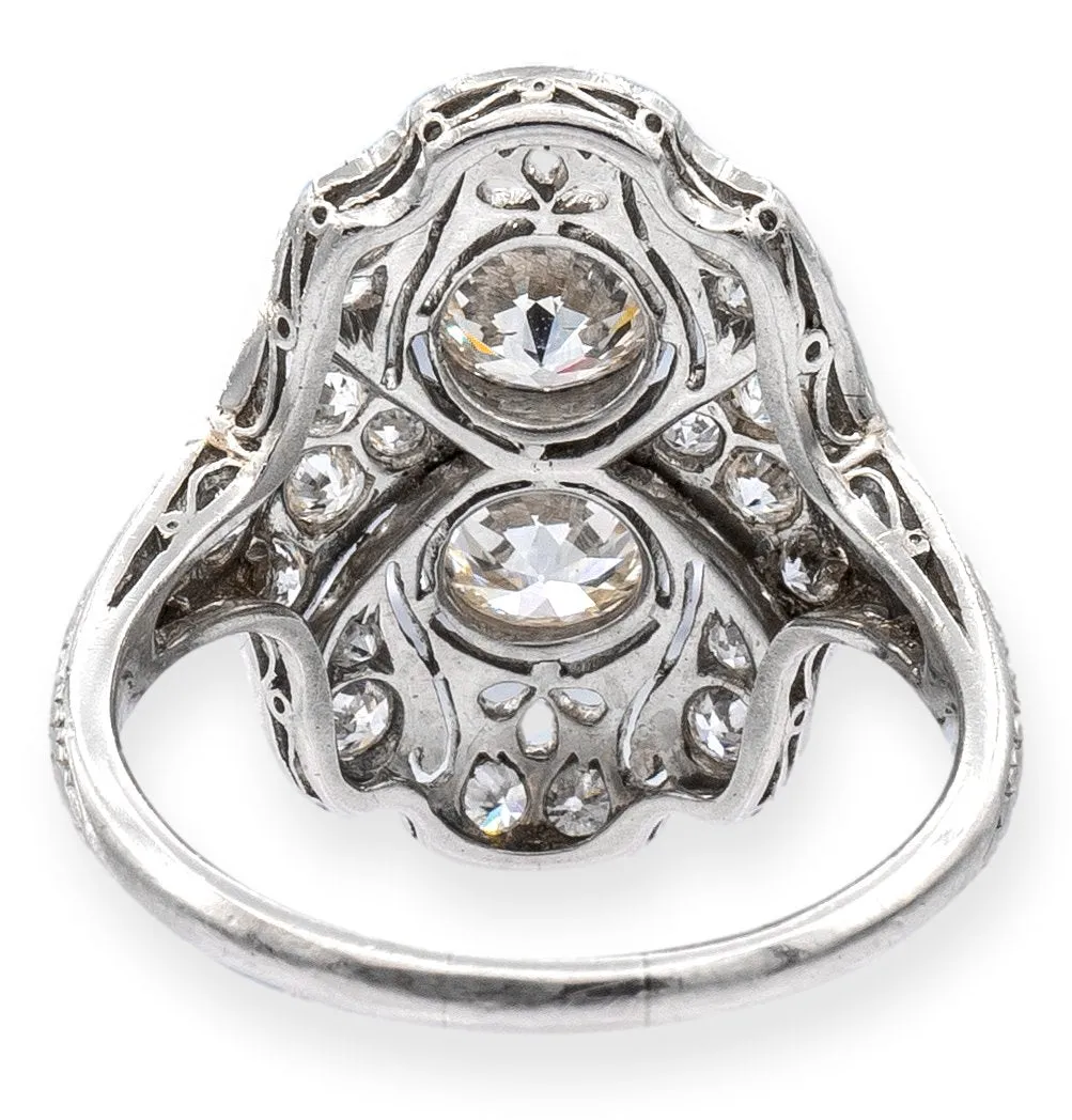 Antique Gorham Platinum Art-Deco Old European Diamond Ring Circa 1930