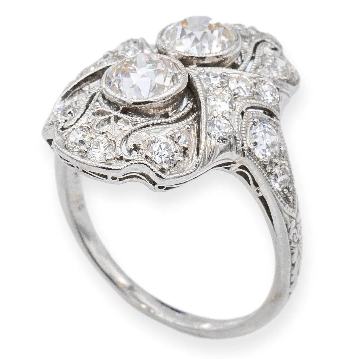 Antique Gorham Platinum Art-Deco Old European Diamond Ring Circa 1930
